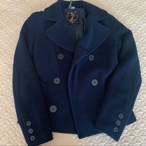 H&M navy wool blend pea coat
